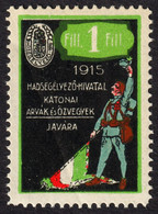 Hungary KuK - WW1 - Soldier FLAG War Widow Orphan Aid - Charity Stamp - 1915 - LABEL CINDERELLA VIGNETTE - MNH - 1 Fill - WW1