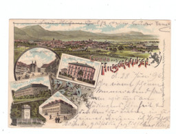 0-6110 HILDBURGHAUSEN, Lithographie 1896, Schloß-Kaserne, Gymnasium, Technikum, Marktplatz.... - Hildburghausen