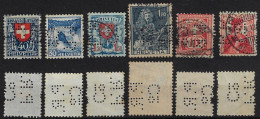 Switzerland 1890/1951 6 Stamp With Perfin P.R./Co By Paul Reinhart & Cie From Winterthur Lochung Perfore - Perfins