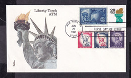 USA United States 1991 Liberty Torch First Day Covers FDC - 1991-2000