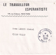 LE TRAVAILLEUR ESPERANTISTE  Bande Postale De Journaux - Esperanto
