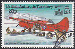 British Antarctic Territory 1994 Used Sc #226 31p Dogs, Plane Hong Kong 94 Emblem - Usados