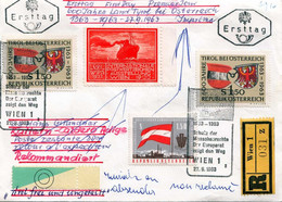 Österreich 1963 - Erstag 600 Jahre Tirol, 5 Fach Frankiert Mit WIPA Marke 1933 Auf R-Brief Sonderstempel - Errors & Oddities