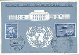 Carte Liaison, Genève New York Nations Unies Genève (23.2.1957) 10x15 - Non Classés