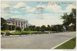 EL PASO; 1949, Art Colored PC - Beautiful Residences On Montana Street, Texas - El Paso