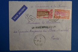 S4 LA REUNION  BELLE LETTRE ASSEZ RARE 1936  PAR AVION PETIT BUREAU RIVIERE POUR PARIS FRANCE  + AFFRANCH INTERESSANT - Briefe U. Dokumente