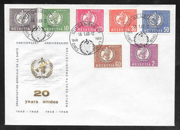 Switzerland / United Nations Geneva - 1968 ONU / WHO 20th Anniversary Set 7v FDC - Otros & Sin Clasificación