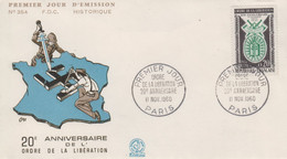 Enveloppe  FDC  1er  Jour   FRANCE   20éme  Anniversaire  De  L' ORDRE  DE  LA  LIBERATION   1960 - 1960-1969