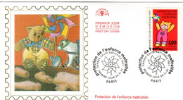 " PROTECTION DE L'ENFANCE / OURSON EN PELUCHE " Sur Enveloppe 1er Jour Sur Soie De 1997. N° YT 3124  Parfait état. FDC - Autres & Non Classés