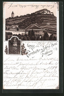 Vorläufer-Lithographie Freyburg A. U., 1895, Jan-Denkmal, Blick Zum Schloss - Freyburg A. D. Unstrut