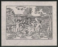 Exlibris Engel, Wappen Mit Ritterhelm, Glocke Und Greif - Ex-Libris