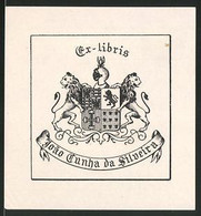 Exlibris Joáo Dunha Da Silveira, Wappen Mit Ritterhelm Und Löwen - Ex-Libris