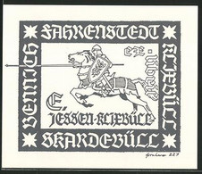 Exlibris E. Jessen-Klixbüll, Ritter Mit Pferd, Schild Und Speer - Ex-Libris