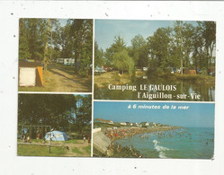 Cp, 85 , AIGUILLON SUR VIE , Camping LE GAULOIS , LES SABLES CHALLANS ,  Voyagée 1989 ,multi Vues - Autres & Non Classés