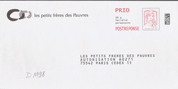 D1198 - Entier / Stationery / PSE - PAP Réponse Ciappa, Les Petits Frères Des Pauvres - Agrément 99545 - Prêts-à-poster:Answer/Ciappa-Kavena