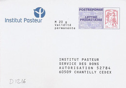 D1216 - Entier / Stationery / PSE - PAP Réponse Ciappa, Institut Pasteur - Agrément 15P125 - PAP : Antwoord /Ciappa-Kavena