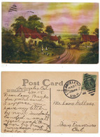 USA  1908 - Pictoral Card A Cottage Home, Painting, Cancelled Los Angeles Jun21 1908 - Spokane