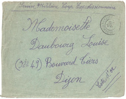 Lettre Franchise Corps Expéditionnaire  Ob Bureau Frontière Décembre 1914 Dest Dijon - WW I