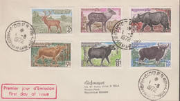 1972. REP. KHMERE. LOCAL ANIMALS. FDC 1-8 1972. (Michel 338-343) - JF419293 - Camboya
