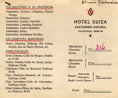 HS - Hotel Suiza Santander (Espana) - Fiche Séjour Trilingue - Excursiones Provincia, Maritimas, Espectaculos - Bar ... - Espagne