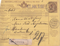 ITALIE 1894 ENTIER POSTAL/GANZSACHE/POSTAL STATIONARY  COLIS POSTAL DE CATANIA - Pacchi Postali