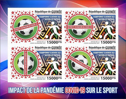 Guinea 2021, Covid, Football, 4val In BF IMPERFORATED - Autres & Non Classés