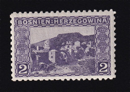 BOSNIA AND HERZEGOVINA - Landscape Stamp 2 Hellera, Perforation 9 ½, MH - Bosnia Erzegovina