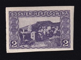 BOSNIA AND HERZEGOVINA - Landscape Stamp 2 Heller, Imperforate Stamp, MH - Bosnia Erzegovina