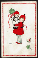 Illustrateur Pauli EBNER - Enfants - Cochon - Trèfle - Circulée - Edit. M.M. 1075 - 2 Scans - Ebner, Pauli