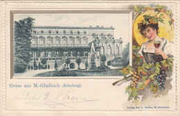 4524) GRUSS Aus M. GLADBACH - Erholung - PRÄGE LITHO Frau Mit Wein - ALT !! L. Boitze 19.05.1901  !! - Mönchengladbach