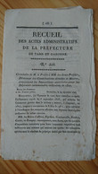 1826 TARN ET GARONNE - RECUEIL N°358 ACTES ADMINISTRATIFS PREFECTURE TARN ET GARONNE - Historische Dokumente