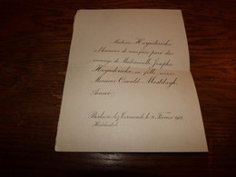 I23 Invitation Mariage Josepha Heynderickx Oswald Mestdagh Berlare Lez Termonde 1911 - Wedding