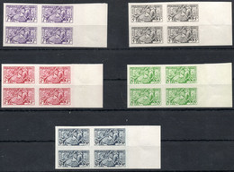 Monaco:1951   Série Par Bloc De 4    N°371 à 375   NON DENTELE INEUF**  /MNH/** LUXE  Rare - Variétés