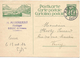 SION - HAUDERES Val D'Hérens, Entier Postal 1926, Bildganzsache. Thème Auto Postale, Car Postal, Postauto. Valais Wallis - Ganzsachen