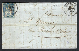 SUISSE 1862: LAC De Moudon Pour Château-d'Oex Avec Le ZNr. 23G - Briefe U. Dokumente
