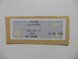 Vignettes D'affranchissement > 2000 Type « Avions En Papier » Scorbe Claivaux  08/10/2012 - 2000 Type « Avions En Papier »