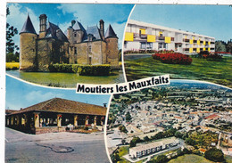 85. MOUTIERS LES MAUXFAITS. CPSM. MULTIVUES . VUE AERIENNE.CHATEAU DE LA CANTAUDIERE. L'HERMITAGE. LES HALLES - Moutiers Les Mauxfaits