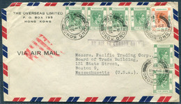 1947 Hong Kong $1.30 Rate Airmail Cover "BY AIR TO LONDON ONLY" - Boston USA - Briefe U. Dokumente