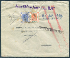 1947 Hong Kong $1.30 Franking Airmail Cover - Denmark "BY AIR TO LONDON ONLY" Java-China-Japan Lijn N.V. Ship - Briefe U. Dokumente