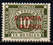 RUANDA URUNDI - 1943 - CIFRA CON SOVRASTAMPA - OVERPRINTED - MNH - Nuovi