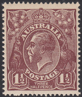 Australia 1914-24 MH Sc #24 1 1/2p George V Brown Variety - Neufs