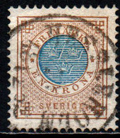 SVEZIA - 1877 - TRE CORONE IN UN CERCHIO - 1 R. -  DENTELLATURA 13 - USATO - Oblitérés
