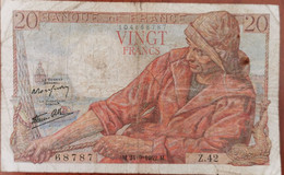 Billet 20 Francs PÊCHEUR 24 - 9 - 1942 FRANCE Z.42 - 20 F 1942-1950 ''Pêcheur''