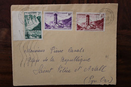 1958 Andorre Front D'enveloppe Cover Les Escaldes Clocher Roman De Ste Coloma - Lettres & Documents