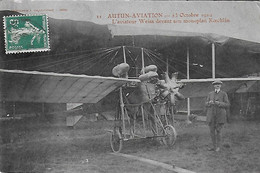 71 Saône Et Loire - AUTUN AVIATION - 23 Octobre 1910 - L'aviateur WEISS Devant Son Monoplan Koechlin - - Autun