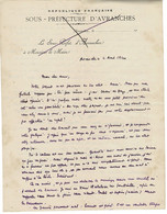 LETTRE ADMINISTRATION: Sous Préfecture D'avranches Adressée Le 4 Avril 1940. - Décrets & Lois