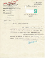 COURRIER COMMERCIAL : établissements M.A. WOLLACKER, Industrie Pharmaceutique, LE HAVRE 1931 - Décrets & Lois