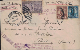 ETATS-UNIS - CHICAGO - LETTRE POUR LA FRANCE - 19-9-1931 - PAQUEBOT - PAR S.S. "OLYMPIA" - DIVERSES GRIFFE - NOT IN SPE - Briefe U. Dokumente