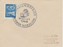 ÖSTERREICH SONDERSTEMPEL 1946 „BEFREIUNGSFEIER WIENER SECESSION WIEN 8.V.1946“ Auf Ortsbrief - Briefe U. Dokumente