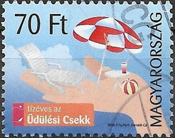 HUNGARY 2008 Tenth Anniversary Of Holiday Vouchers - 70f - Hand Holding Beach Furniture FU - Usado